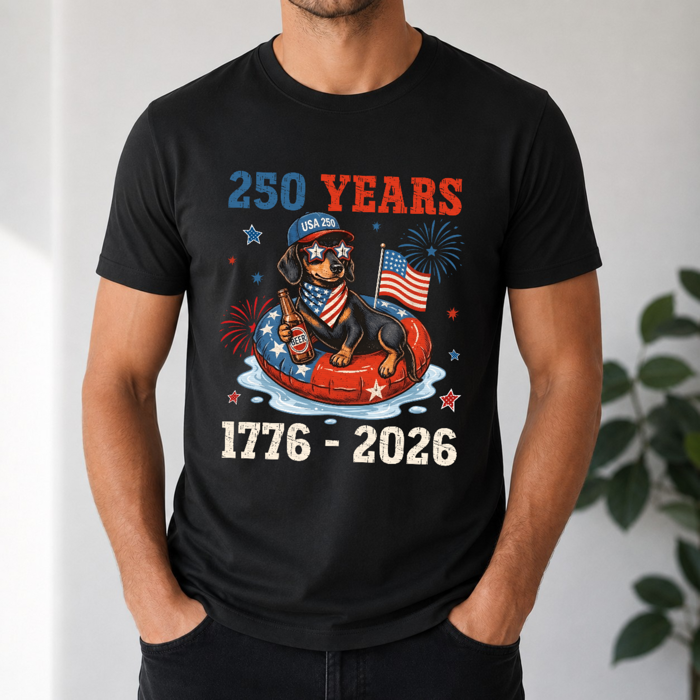 Dachshund Patriotic Tee — 4th Of July 250th Anniversary