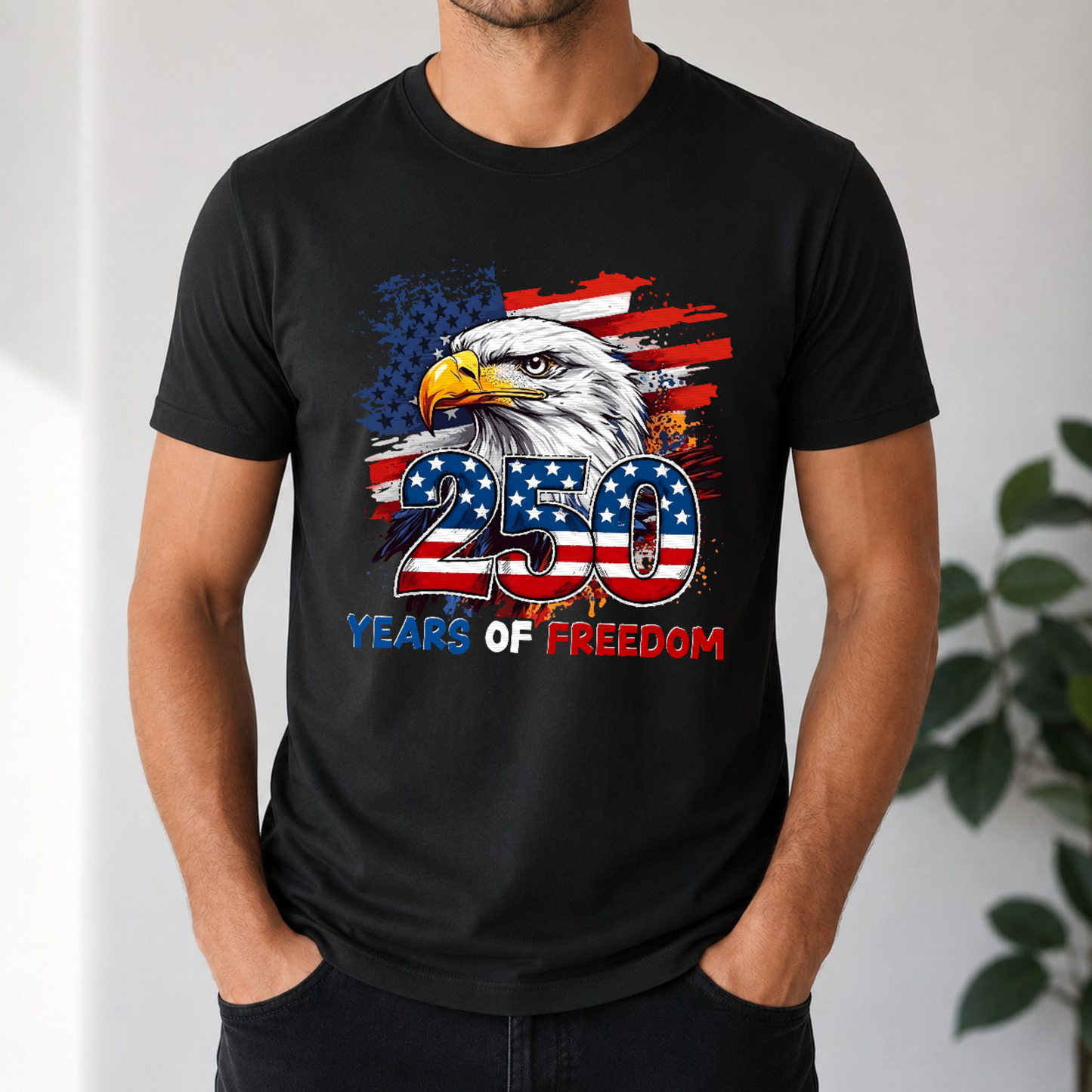 250 Years Of Freedom Eagle Tee — 4th Of July Patriotic 250th Anniversary