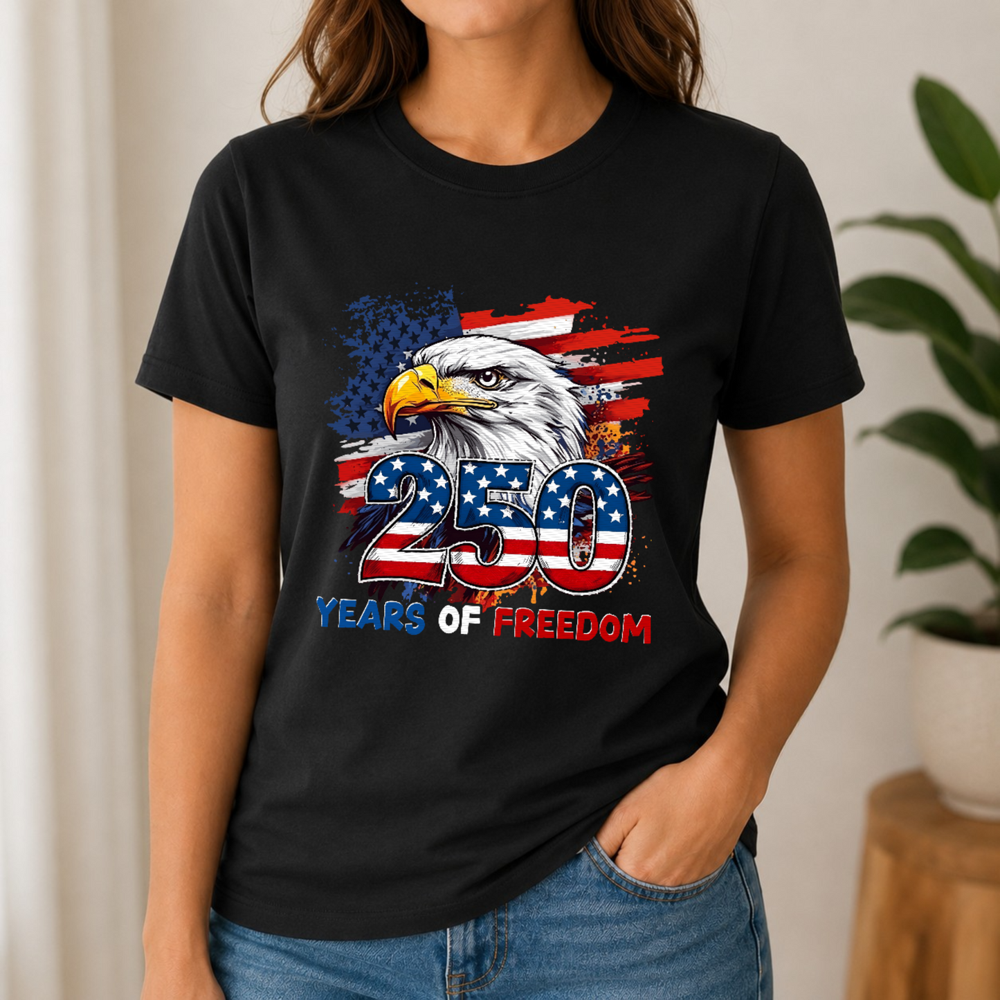 250 Years Of Freedom Eagle Tee — 4th Of July Patriotic 250th Anniversary