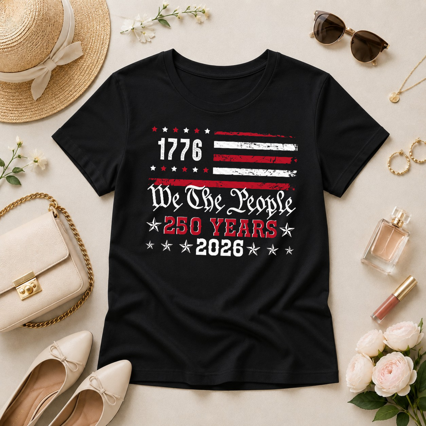 We The People Flag Tee — 4th Of July 250th Anniversary