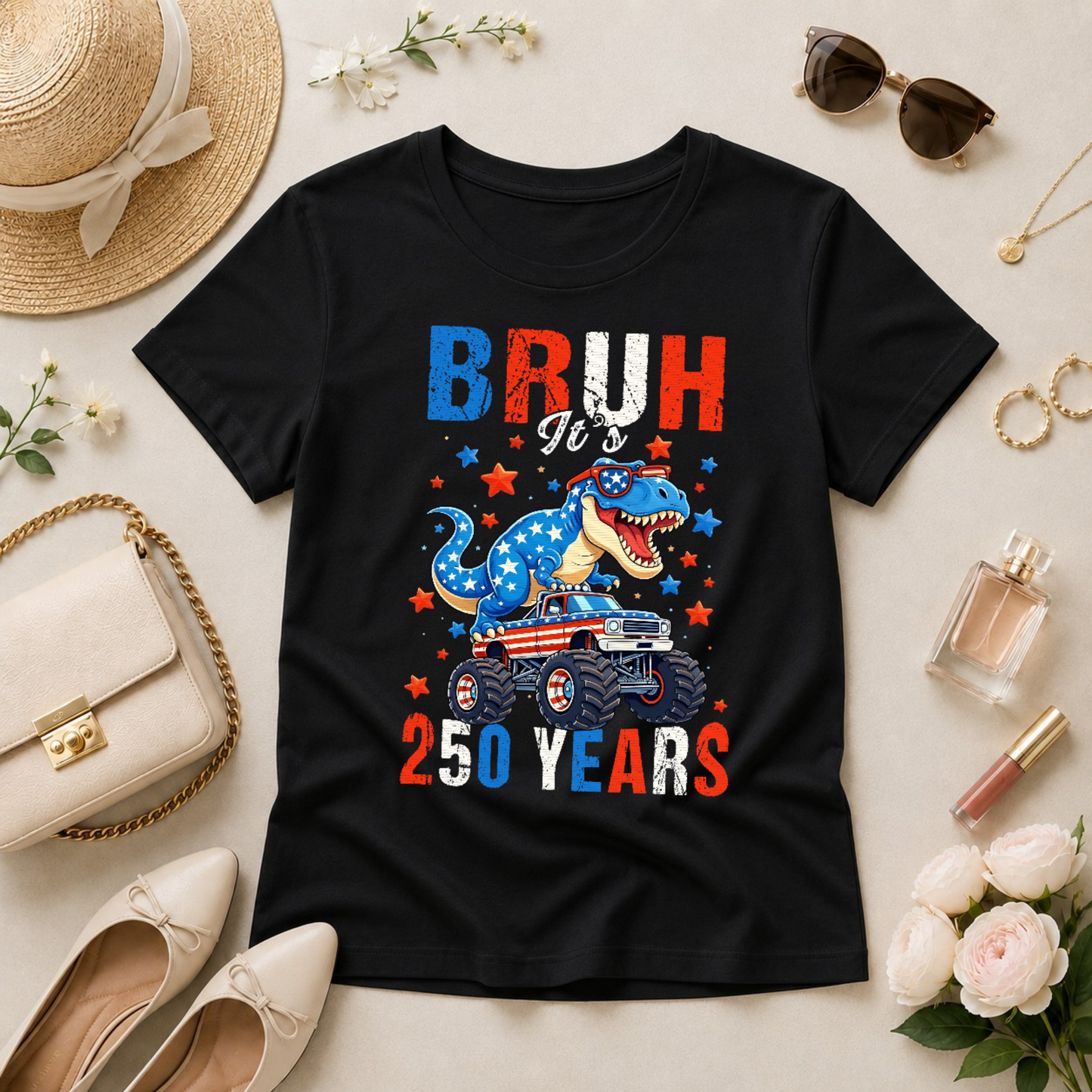 Dinosaur Bruh Kids Tee — 4th Of July 250 Years Anniversary